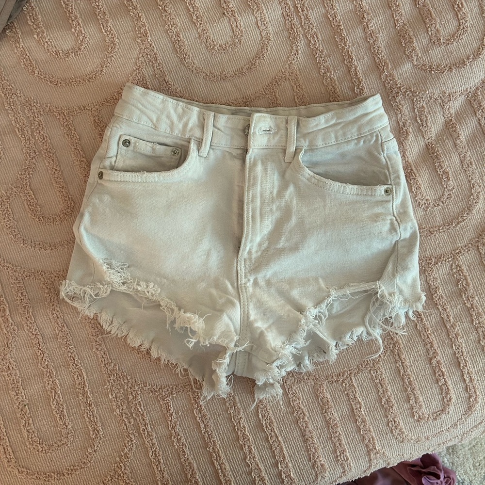 White Zara Jean shorts